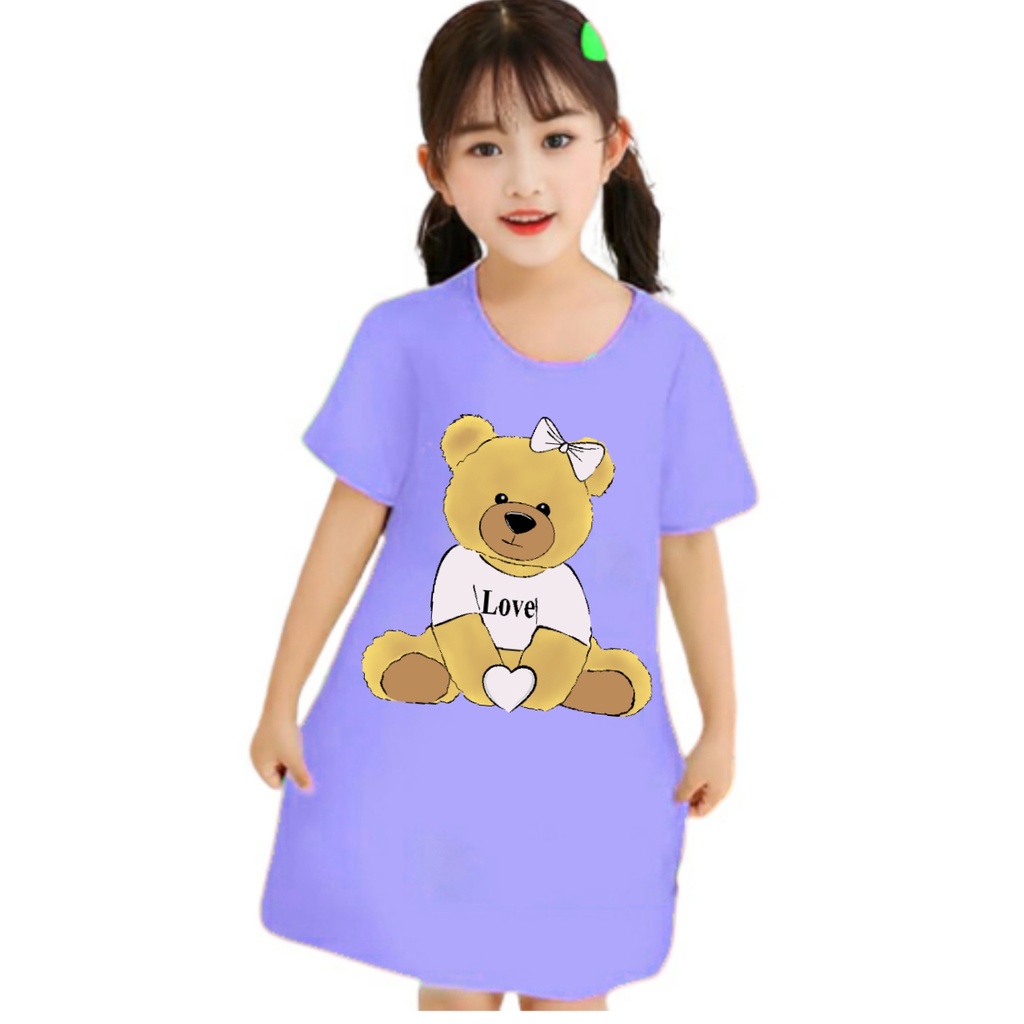 dress anak perempuan gambar bear love