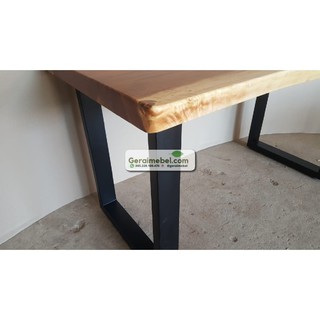  Meja  Trembesi Solid Meja  Makan Minimalis  Kayu Utuh Top Table Suar Meja  Kaki Besi  Berkualitas 