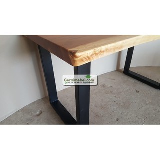  Meja  Trembesi Solid Meja  Makan Minimalis  Kayu Utuh Top Table Suar Meja  Kaki Besi  Berkualitas 