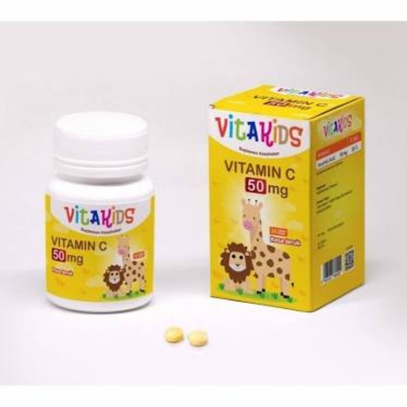 Vitakids Vitamin C 50mg Rasa Jeruk isi 30tablet - Vitamin anak