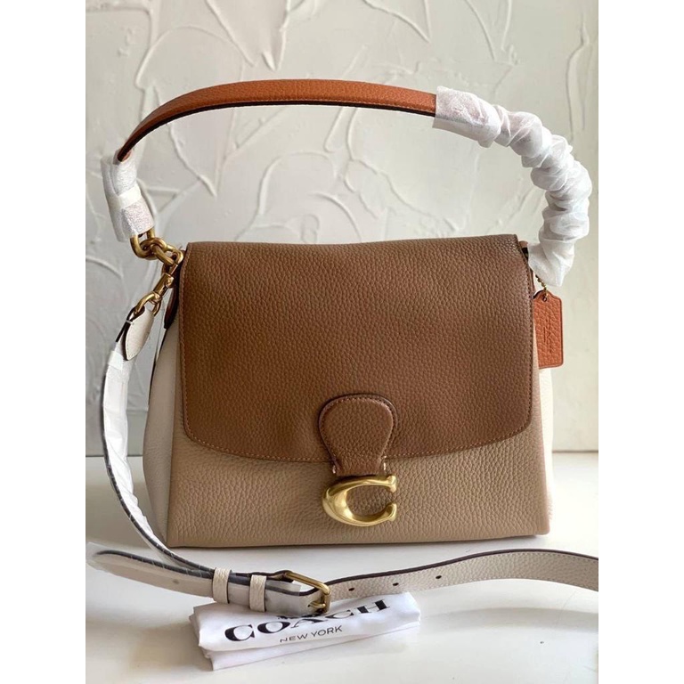 Coach May Shoulder Bag in Color Block Brass Vintage Khaki Multi Authentic