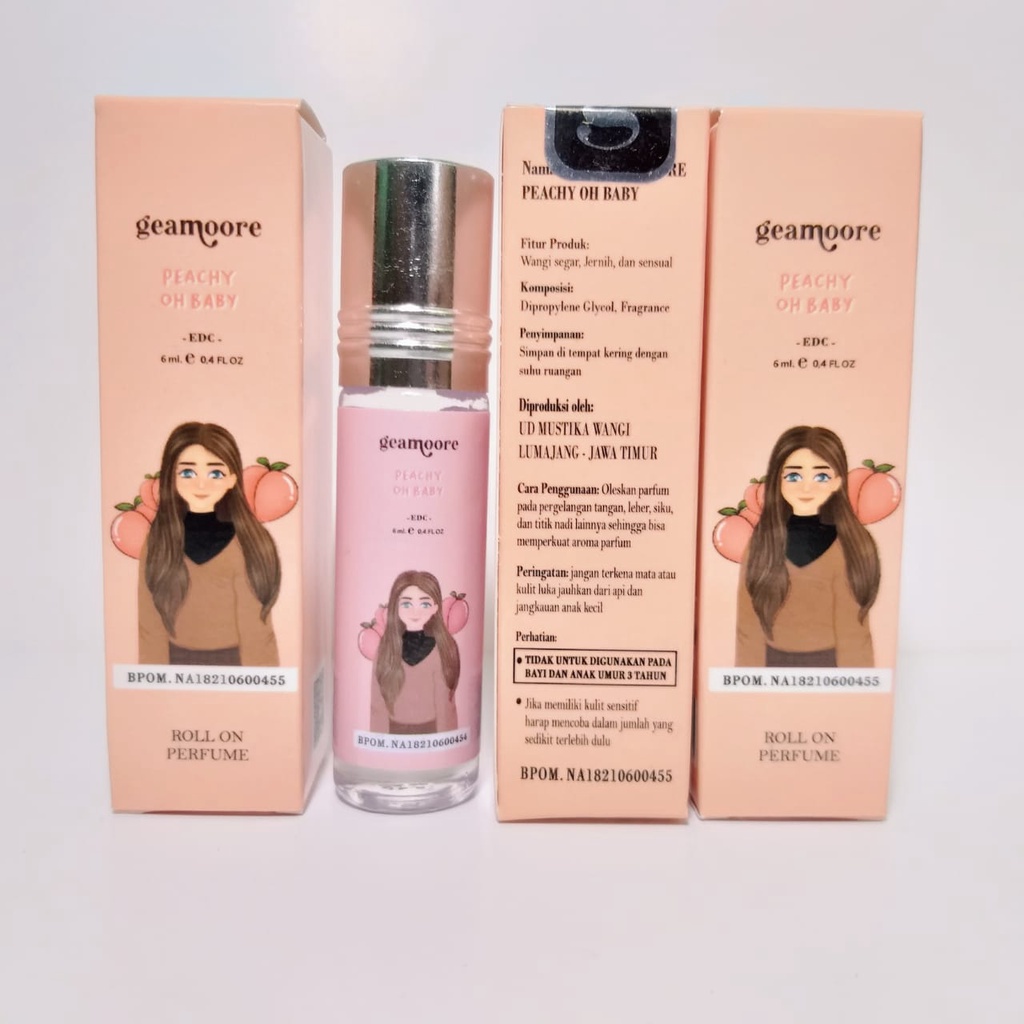 Parfum Geamoore Peachy Oh Baby Roll On 6ml Original Dengan Box Bisa COD BPOM Tersertifikasi