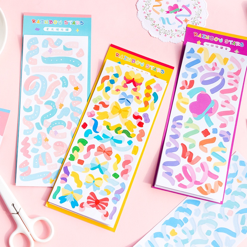 (ItsPico) 1 Lembar Stiker Seri Pelangi Warna-Warni Untuk Dekorasi DIY Scrapbook/Photocard