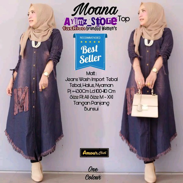 ASEA Aysha Long Tunik Jeans Rawis - Vini Moana Tunik