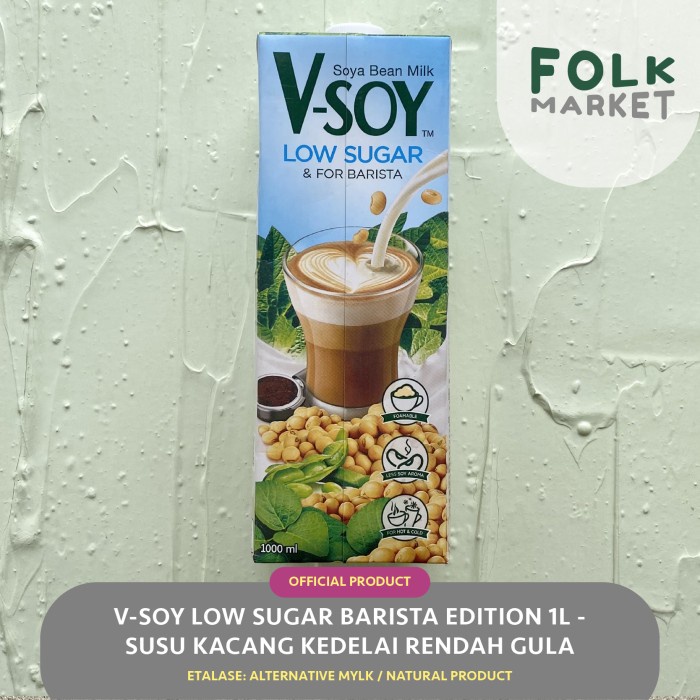 

V-SOY Low Sugar Soya Bean Milk (Barista) 1L - Susu Kacang Kedelai VSoy