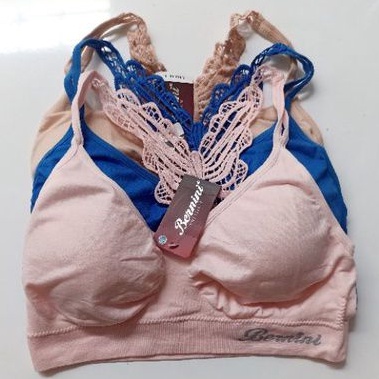 Bralette rajut halus belakang brukat kupu butterfly bra brukat belakang muat jumbo size rajut halus