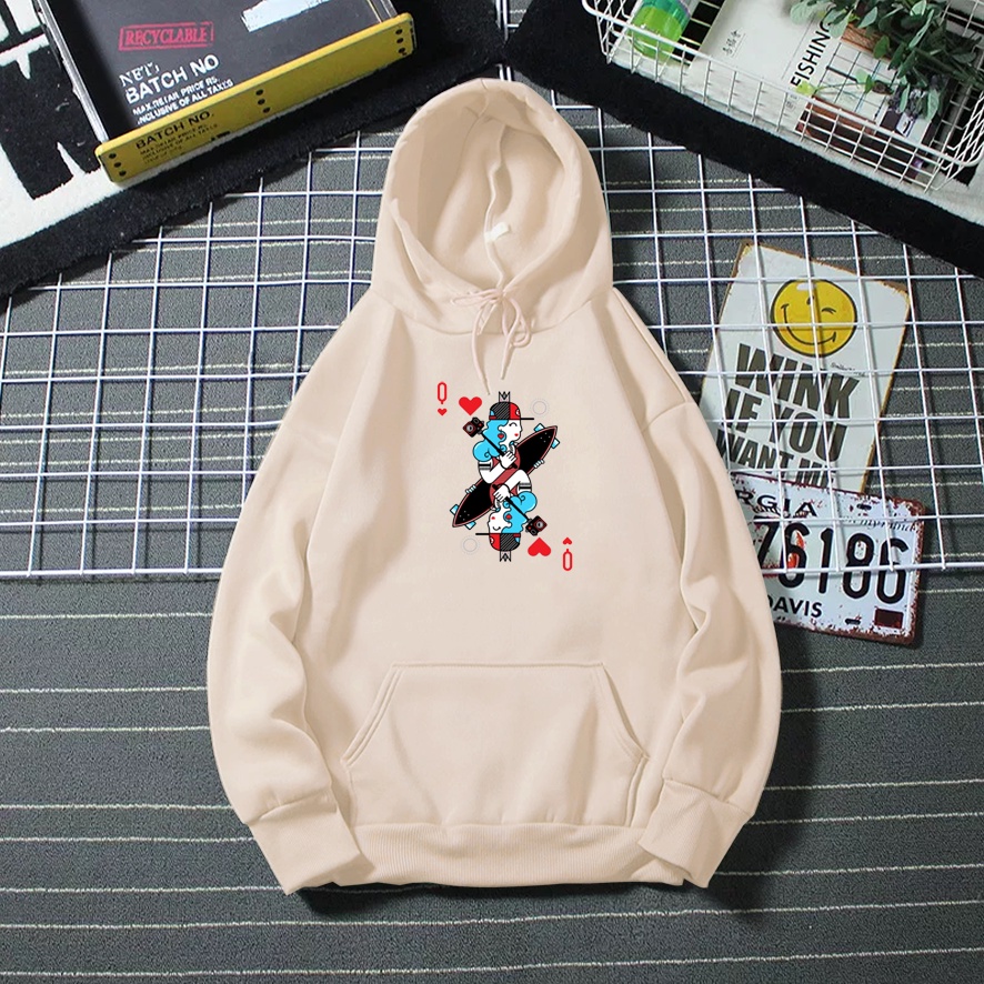 Sweater hoodie wanita CARD QUE baju cewek anime korean style