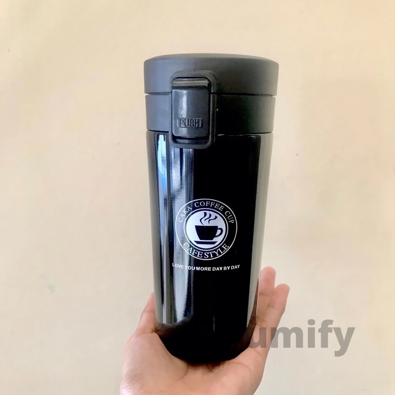 TERMOS GELAS MINIMALIS 380ML PRAKTIS COFFE CUP THERMOS TRAVEL MUG TAHAN AIR PANAS DINGIN MURAH HEMAT BANJARMASIN KALIMANTAN SELATAN | RUMIFY