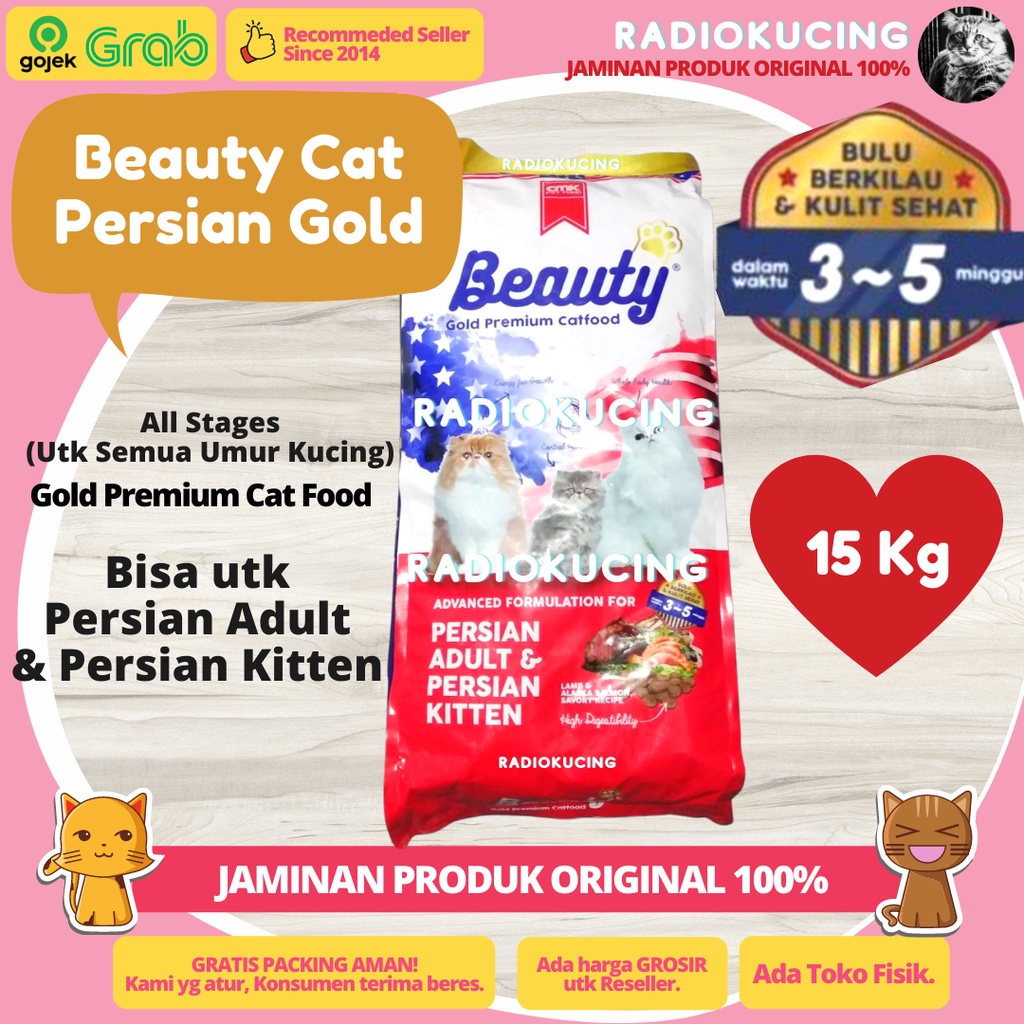 Beauty Cat Gold Persian 15 kg Premium Cat Food Makanan Kucing Beauty Persian [ JUWIES RADIO KUCING ]
