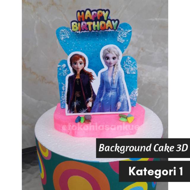 3D1 - Hiasan Kue Background Cake Frozen 2