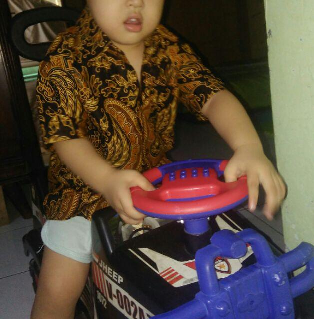 Hem Kemeja Anak Batik Motif Keren Coklat Hitam Kerang Halus Seragam