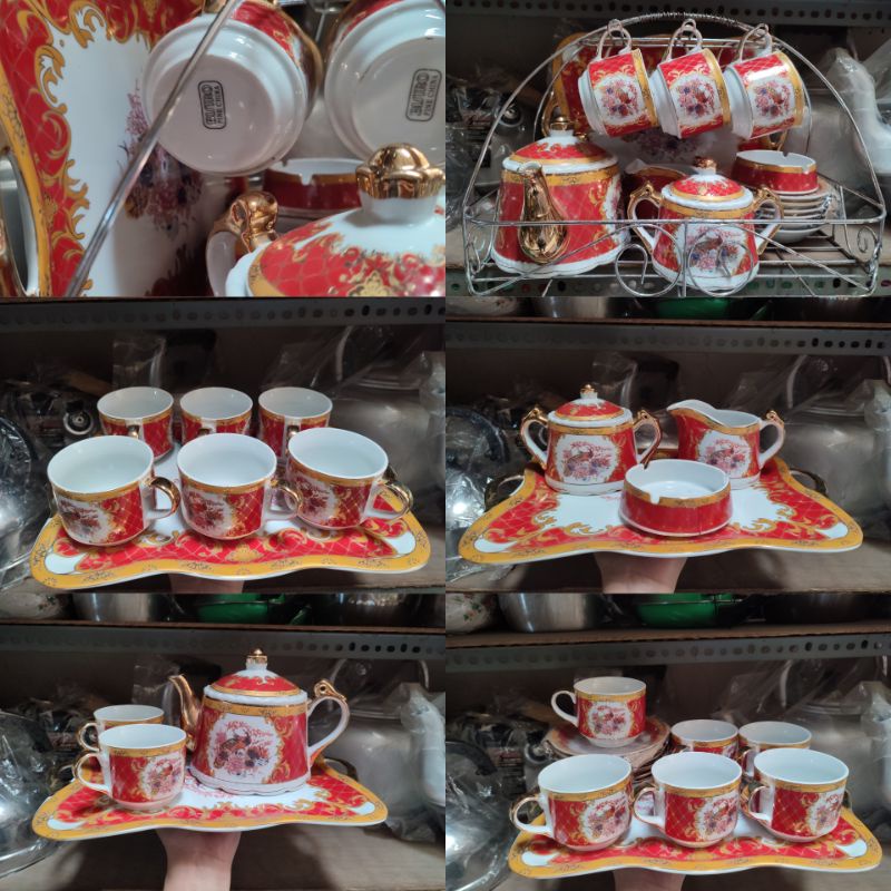 Bistro Tea Set / Set Cangkir Bistro isi 18 Pcs With Rack