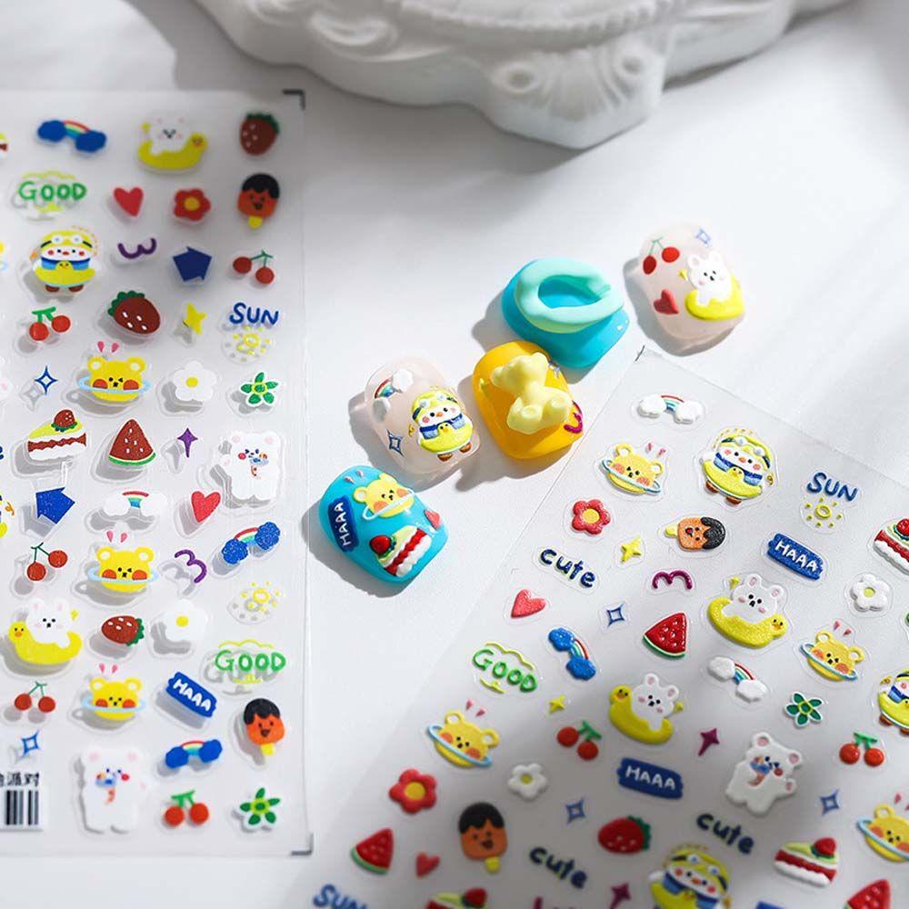 Mxbeauty Kartun Stiker Kuku Fashion Perekat Diri Manicure Aksesoris Kelinci Cinta Hati Beruang Nail Art Dekorasi