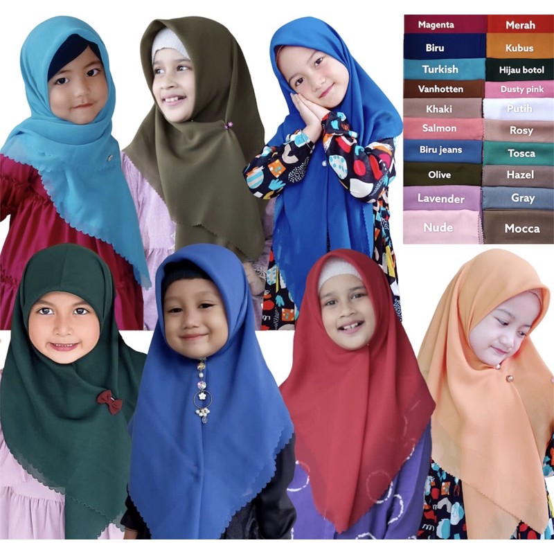 HIJAB SEGIEMPAT KIDS / HIJAB ANAK ABG / BELLASQUARE ANAK / JILBAB ANAK / KERUDUNG ANAK / HIJAB POLOS