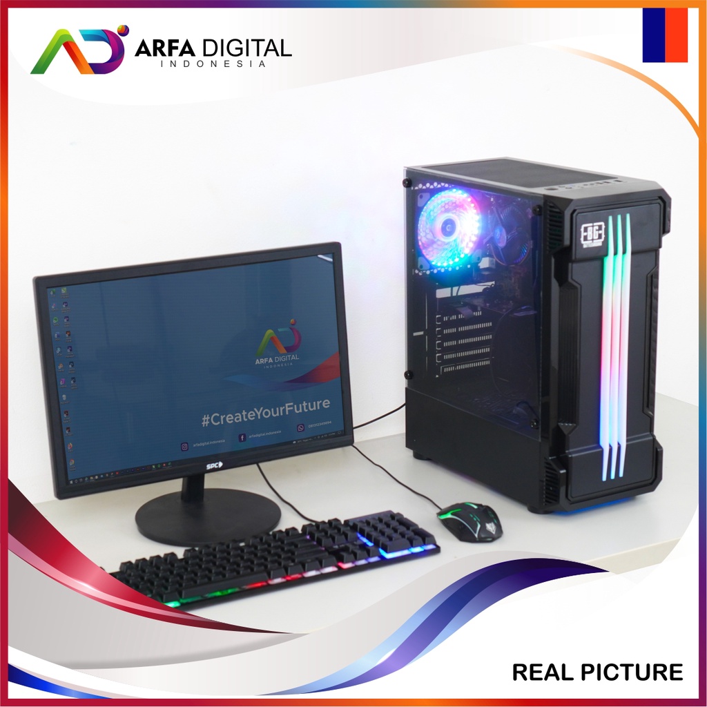 PC Rakitan Gaming Fullset Murah Siap Pakai Intel Core I7 3770 Ram 16GB HDD 500GB VGA 4GB DDR5 LED 24 Inch | CR02