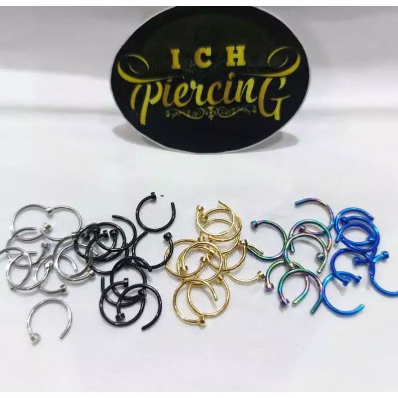 1Pc anting Hidung Bulat Kecil Bahan Stainless steel Tipis Pria wanita TERMURAH