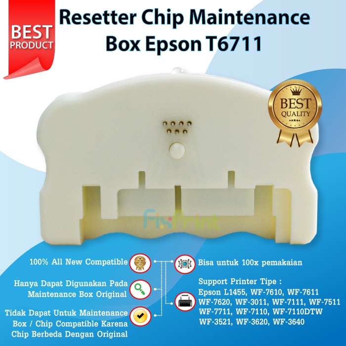 Resetter Chip Maintenance Box Epson T6710 T6711 Printer L1455 WF-7711 WF-7611 WF-7610 WF7611 WF7711