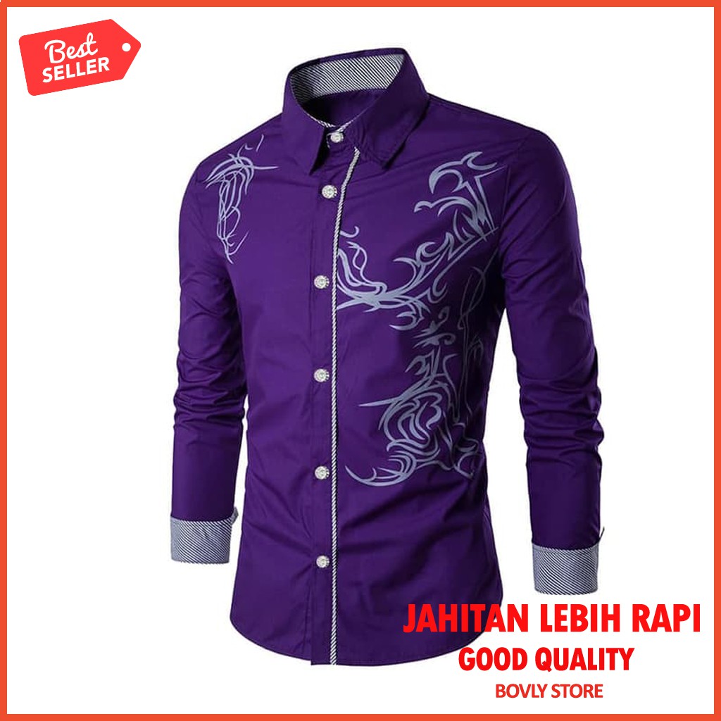 Kemeja Pria Atasan Cowok Keren Casual Model Terbaru Baju Formal V5X0 Murah Hem Best Seller Fashion