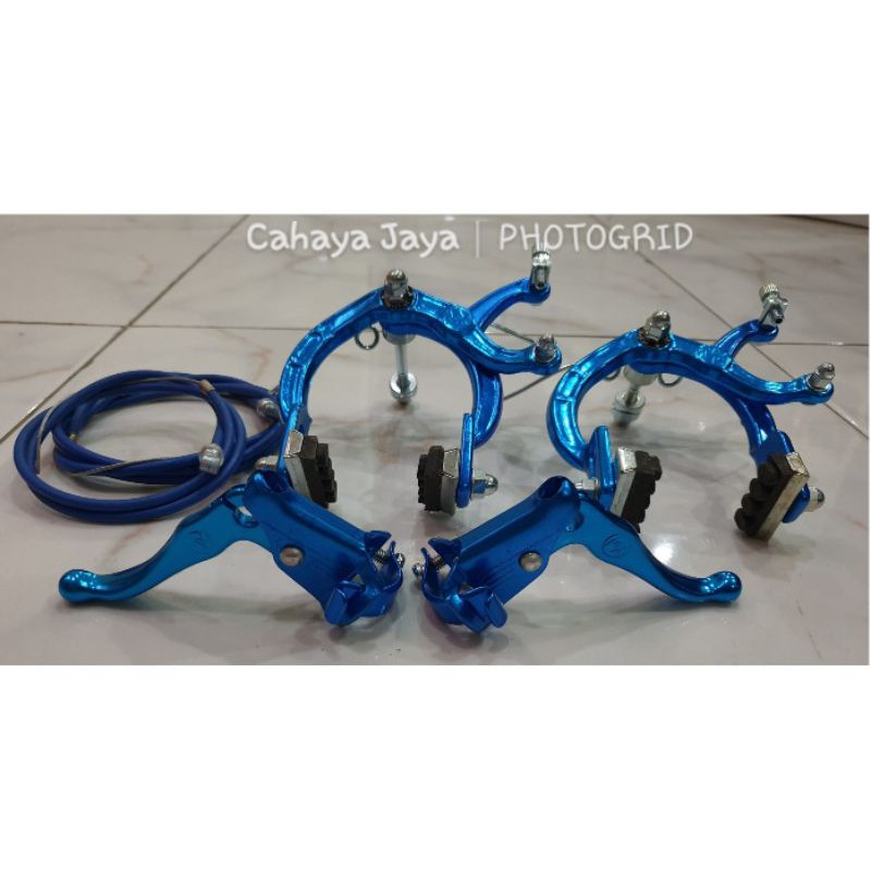 Brake Set Sepeda BMX Rem U Brake Alloy MX Jo Ying TW Biru NOS