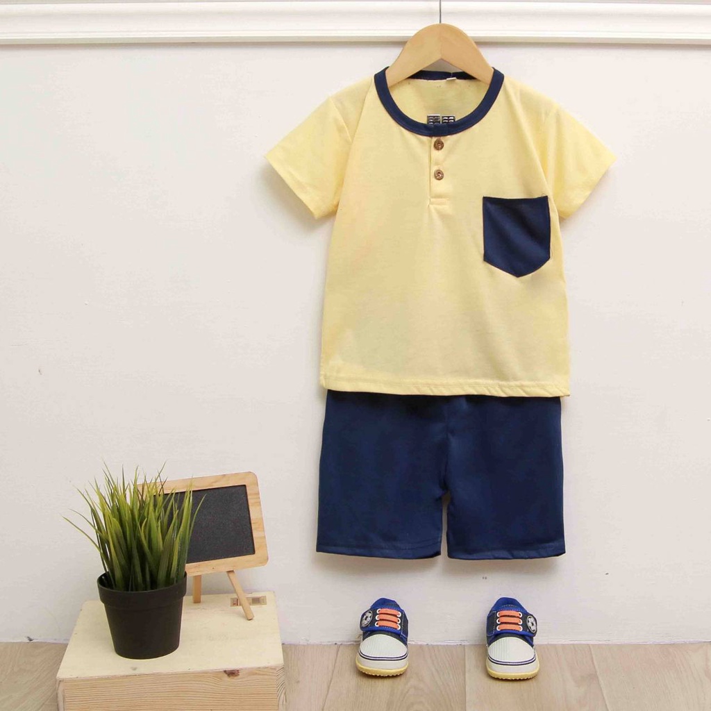 Setelan Baju Kaos Anak Cowok Laki laki usia 2 - 9 tahun / Playset Anak / Pocket Tee Anak