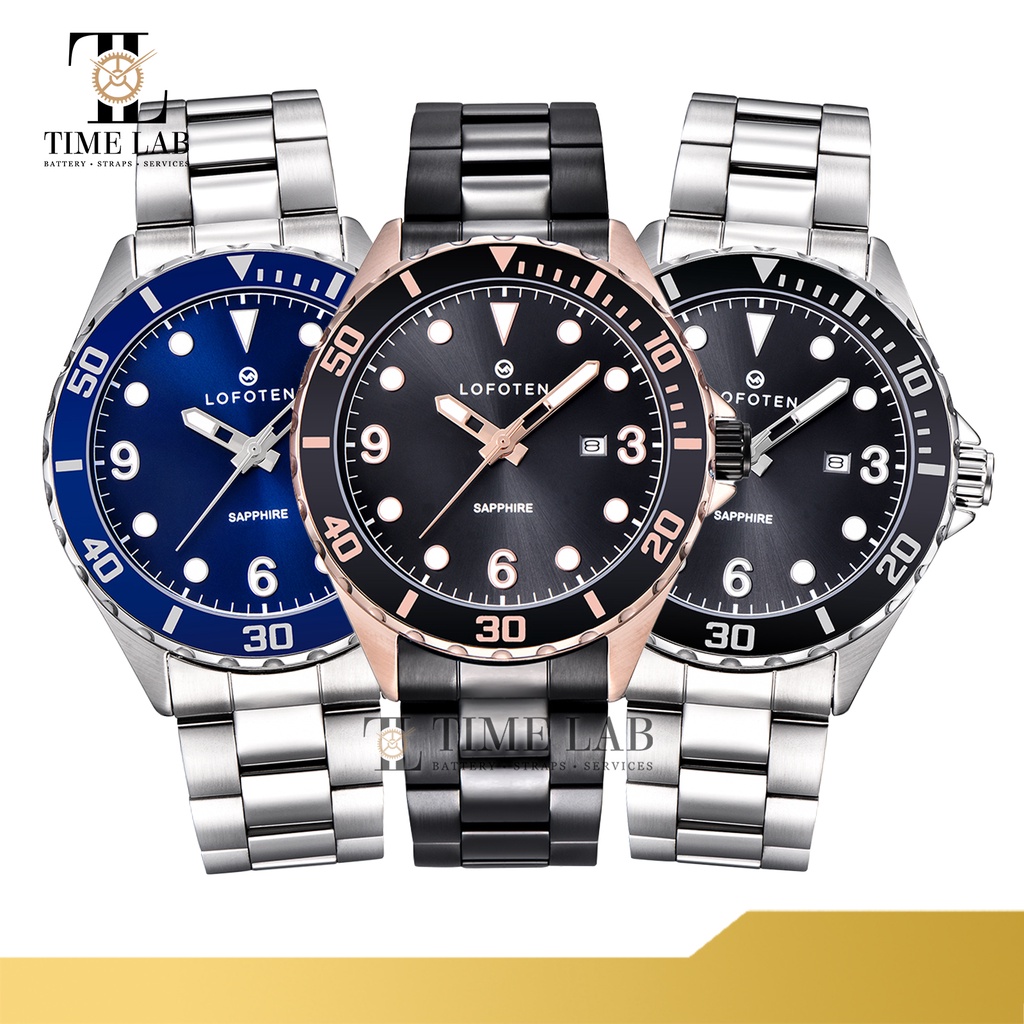 JAM TANGAN LOFOTEN ORIGINAL BERGARANSI F-6513M / F 6513M PRIA STAINLESS STEEL & SAPPHIRE GLASS