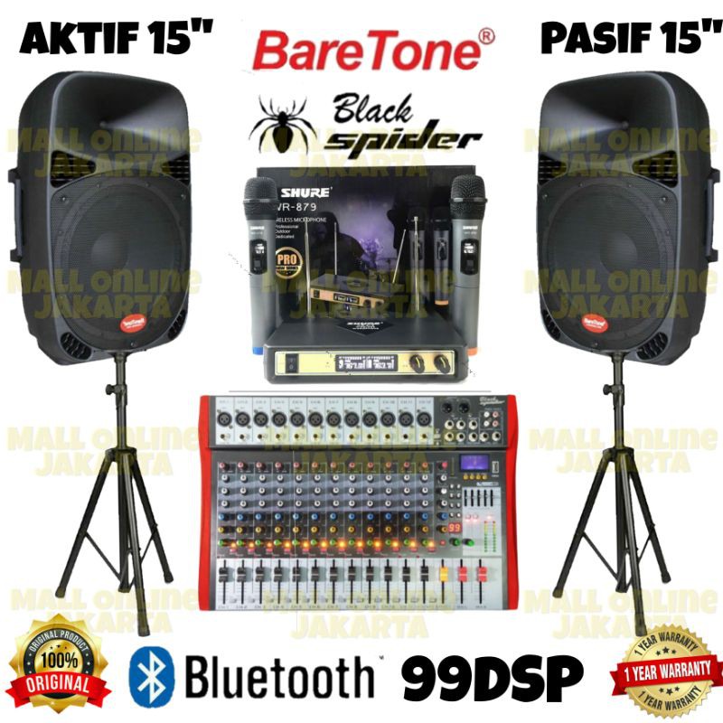 Paket Speaker aktif 15 inch mixer 12 channel pasif sound system aktive pasive