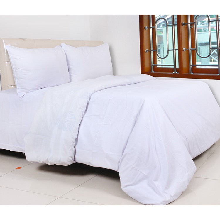 Bahan Kain Sprei Hotel katun CVC Meteran - polos Putih