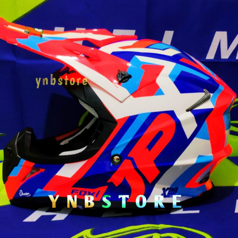 Helm JPX Cross Fox1 X29 Oksonium Red Fluo Merah Glossy