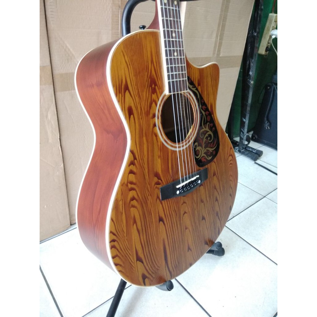 Gitar Akustik Jumbo Merk Cort Warna Coklat Doff Trusrod Cyprus Senar String Jakarta Murah