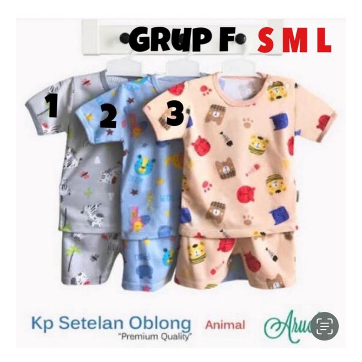 Aruchi MOTIF Setelan Baju Pendek Oblong / Kancing Depan Anak S M L (1stel/pack)