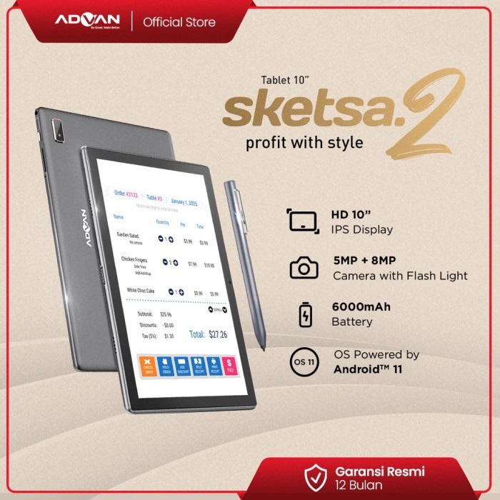 Advan Tab Sketsa 2 Ram 4/64GB Garansi Resmi Advan