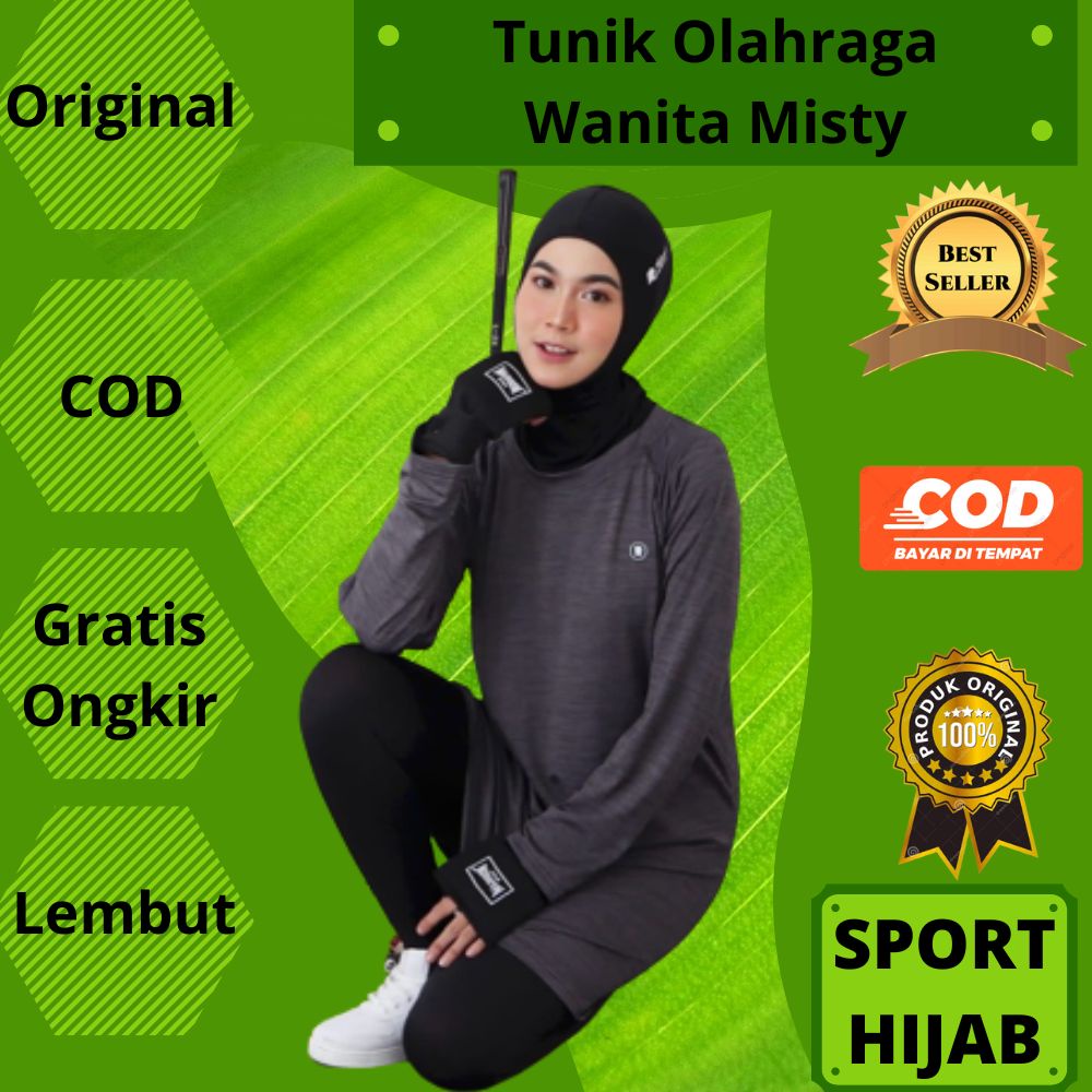Tunik Tunic Baju Kaos Pakaian Atasan Sport Sports Sporty Olahraga Wanita Cewek Muslim Muslimah Misty