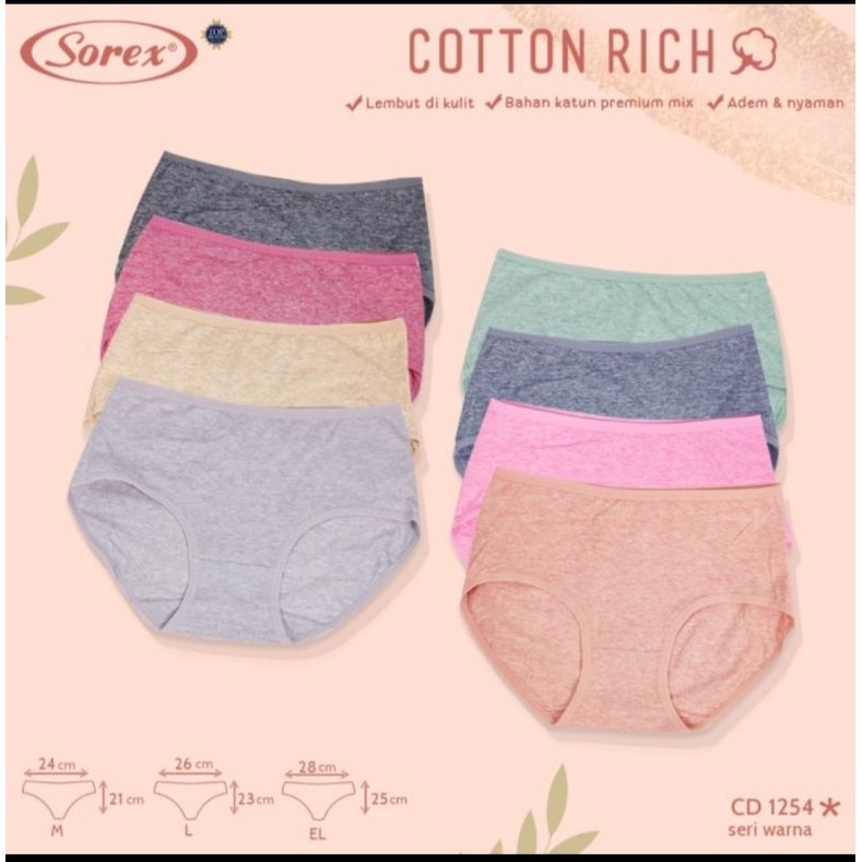 Sorex cd wanita lembut cotton Rich 1254 M,L,EL