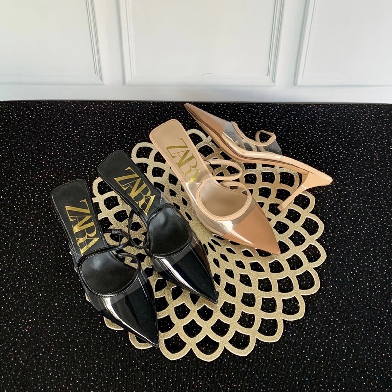 Transparant High heels 9cm by Zara import sandal wanita hak tinggi glass skin high quality fashion s