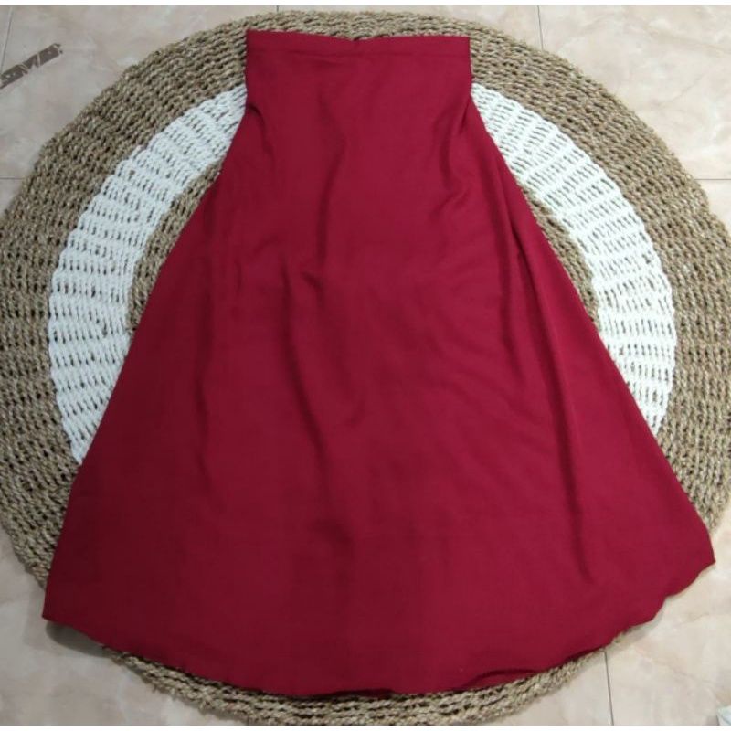 SKIRT KOREA POLOS // ROK WANITA POLOS-maroon