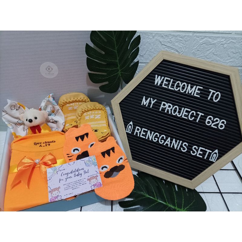RENGGANIS SET | BABY HAMPERS BAYI GIFT KADO SET | PAKET LAHIRAN BAYI LAKI - LAKI PEREMPUAN UNISEX-ORANGE