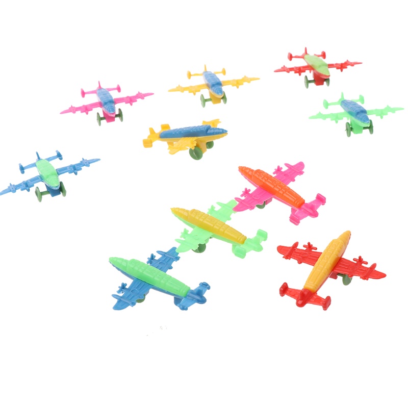 Mary 10pcs Mini Plastik Bomber Plane Pesawat Tempur Model Mainan Militer Hadiah Anak