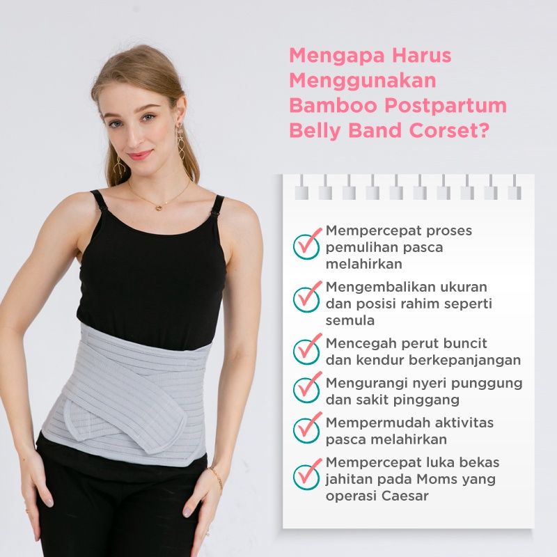 MOOIMOM Bamboo Postpartum Belly Band Korset Pelangsing Pasca Melahirkan Normal &amp; Caesar