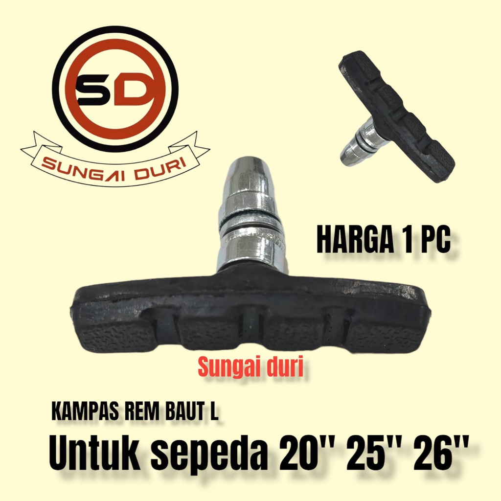 Kampas rem sepeda karet rem Baut L