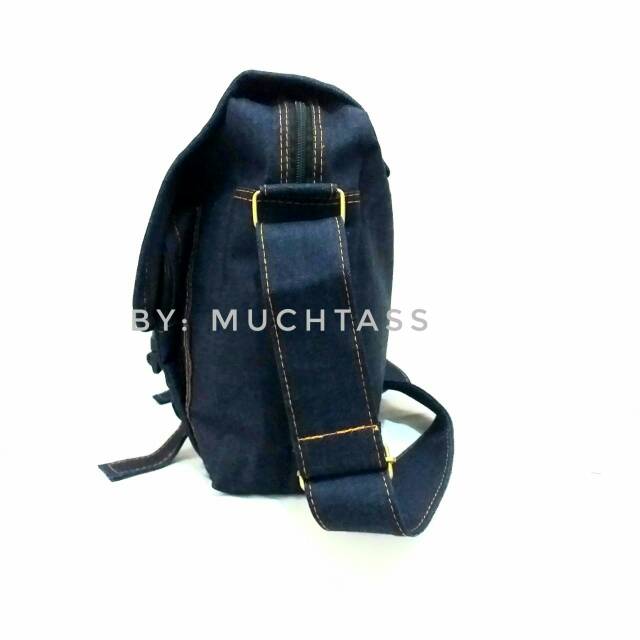 TAS SELEMPANG PRIA BAHAN JEANS 001 CLASIC-TAS CANVAS-SLING BAG