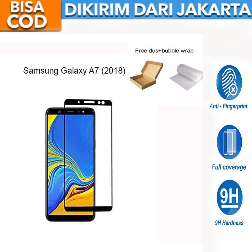 Samsung Galaxy A7 (2018) Full Cover/Full Screen Tempered Glass Screen Protector Anti Gores