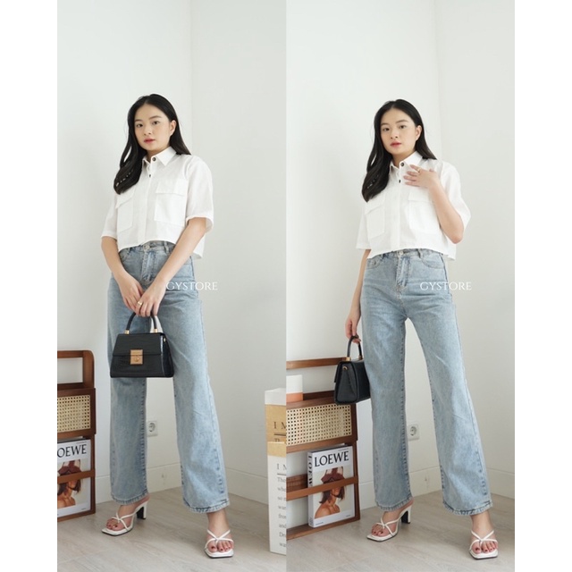 Yurika Pocket Crop Top | Kemeja Crop