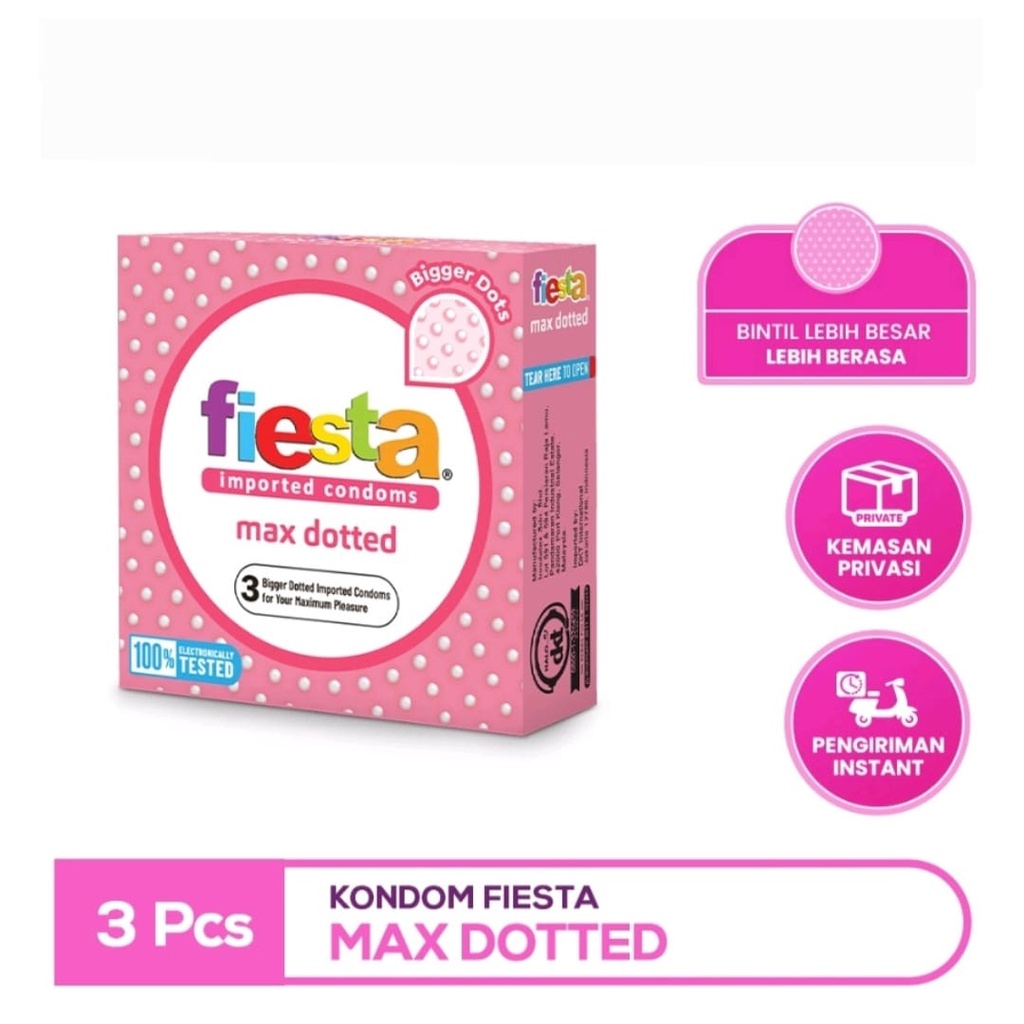 Kondom Fiesta 3 Pcs | Strawberry | Max Dotted | Ultra Thin | Watermelon Sugar | Ultra Safe