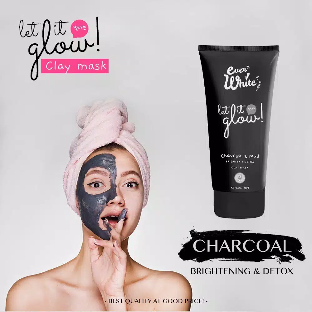 ❤ MEMEY ❤ EVERWHITE Clay - Peel Off Mask 125ml [ Charcoal | Strawberry | Greentea | Cucumber | Mugwort ] EVER WHITE