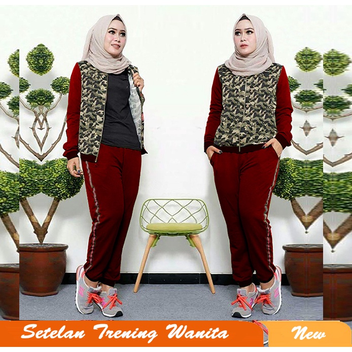 SETELAN TRAINING-FN SET JAKET LORENG TRAINING Setelan Trening Wanita Baju trening olah raga senam wa