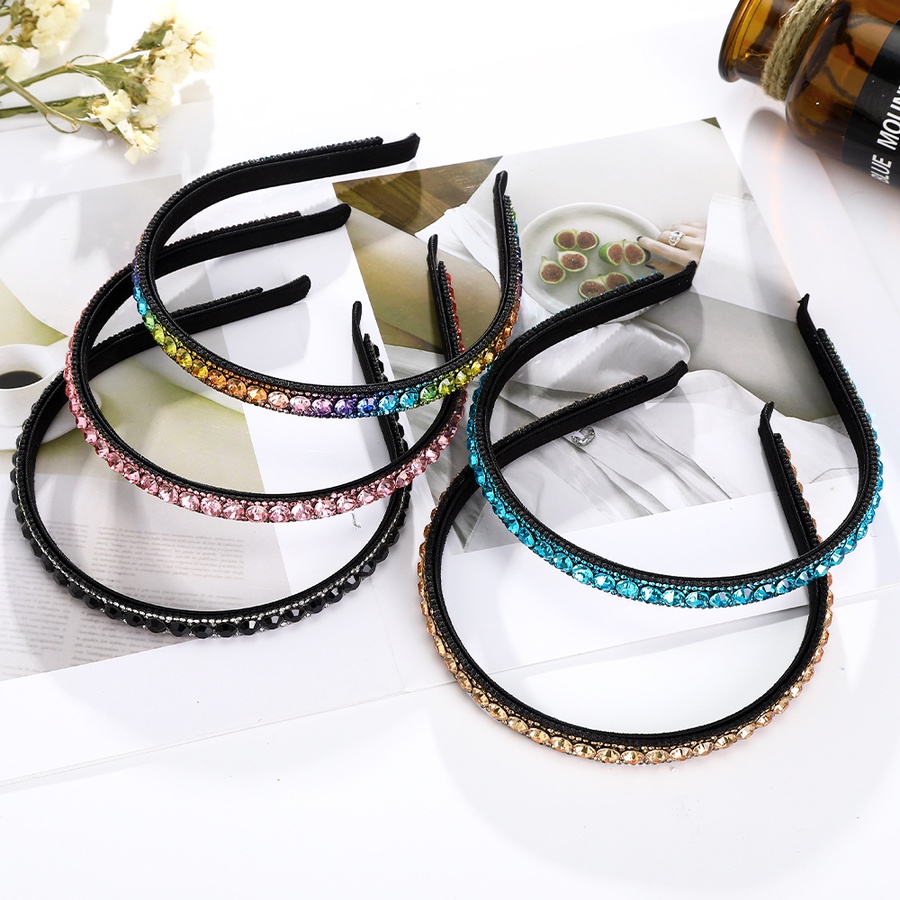 Korean Full Diamond Crystal Headband Woman Retro Rhinestone Thin Hair Band With Teeth Headwear