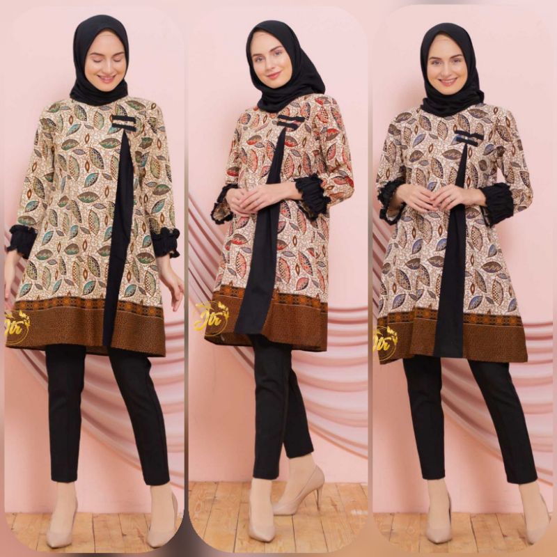 Ori Aksara Batik - DRESS BATIK REMAJA PEREMPUAN MODERN SATIN LEBARAN/BAJU KONDANGAN/DRESS KOMBINASI