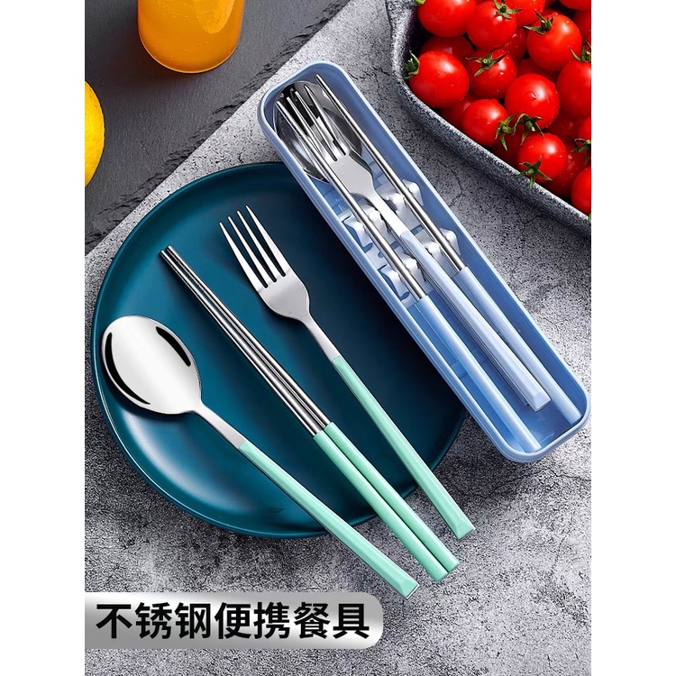 Sendok Makan Dengan Kotak Berbahan Stainless Steel Sumpit Sendok Grapu Set