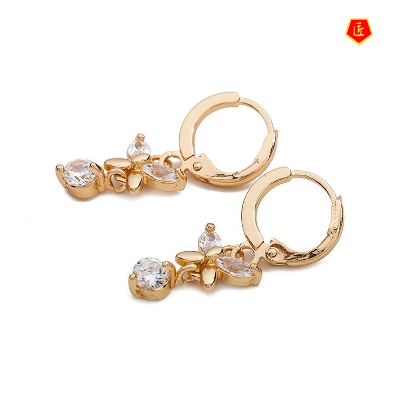 [Ready Stock]Fashion Bowknot Rose Gold Earrings Elegant Personality