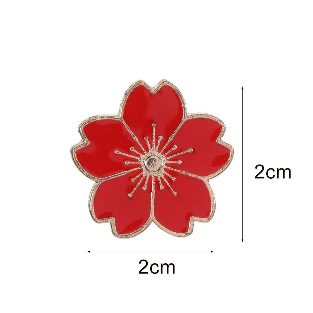 5pcs Alloy Enamel Brooches Sakura Flower Pins Button 20x20x2mm
